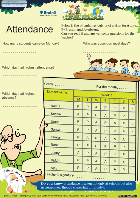Attendance worksheet 