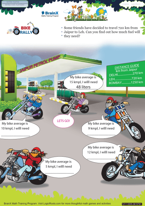 Bike Rally worksheet 