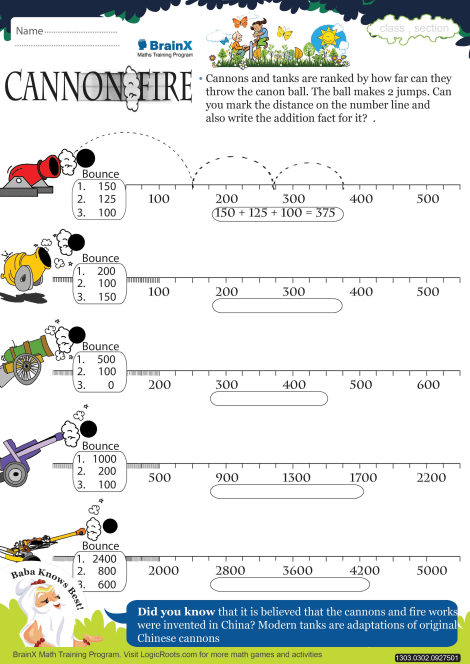 Cannon Fire worksheet 