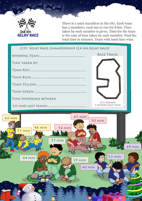 3 X 8km Relay Race worksheet 