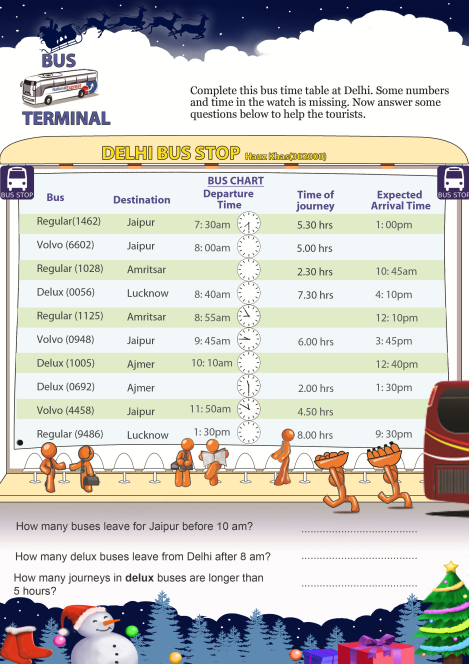 Bus Terminal worksheet 