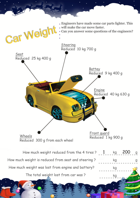 Car Weight worksheet 