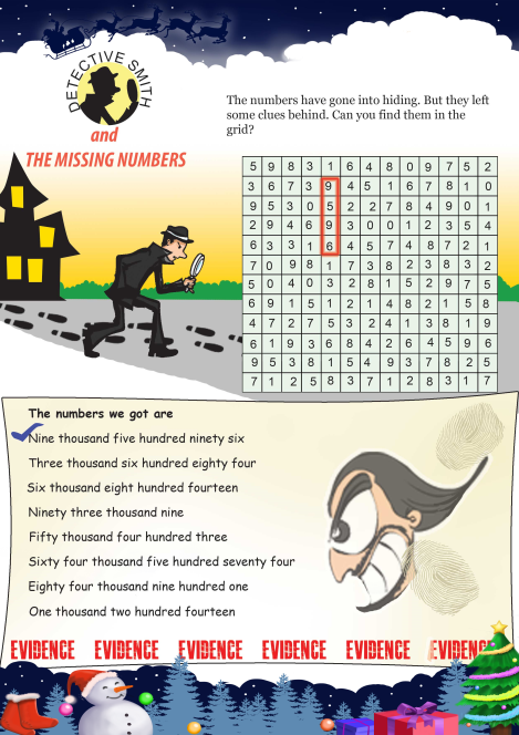 Detective Smith And The Missing Numbers worksheet 