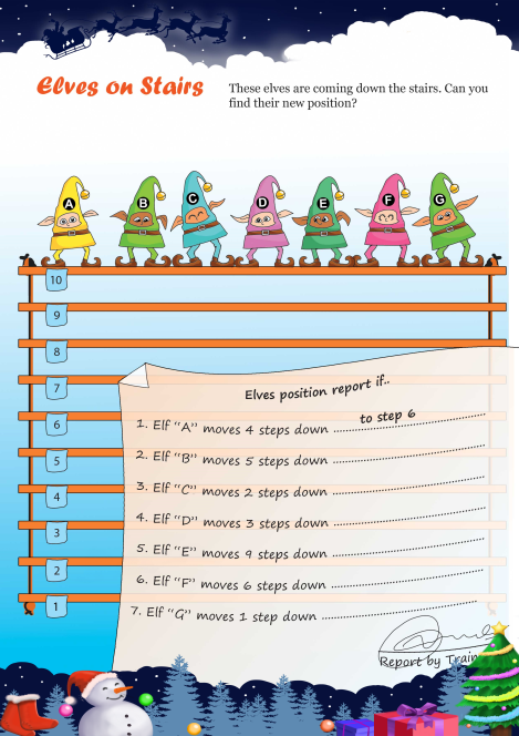 Elves On Stairs worksheet 