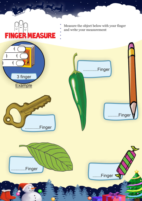 Finger Measure worksheet 