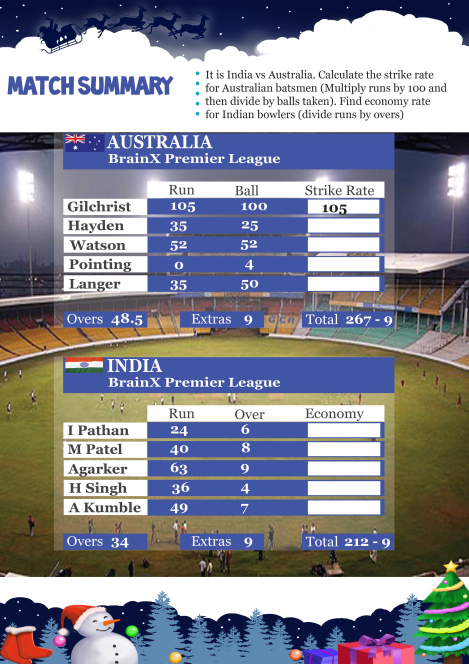 Match Summary worksheet 