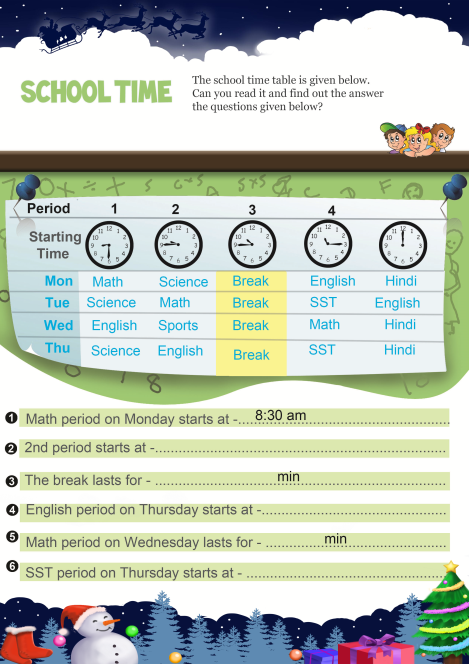 School Time worksheet 