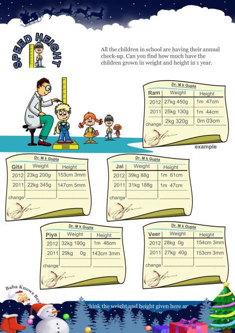 Speed Height worksheet 