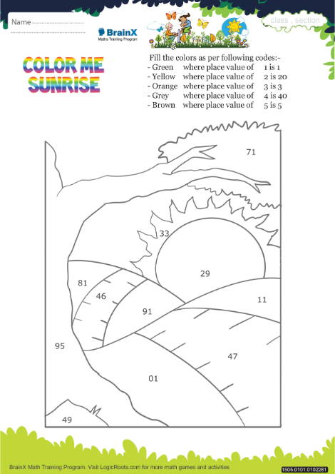 Color Me Sunrise worksheet 