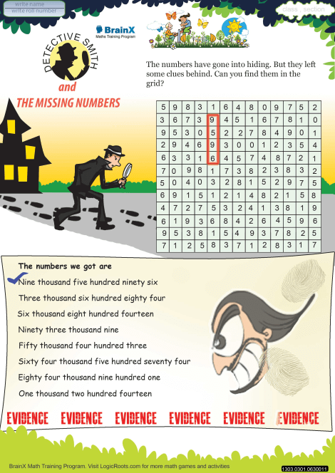 Detective Smith And The Missing Numbers worksheet 