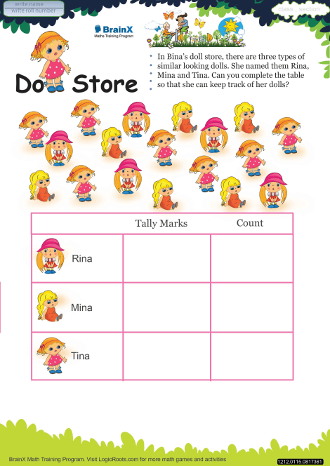 Doll Store worksheet 