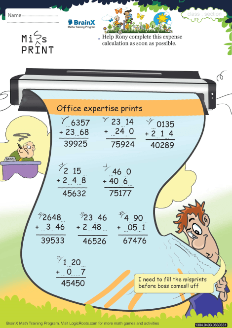 Miss Print worksheet 