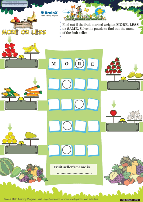 More Or Less worksheet 