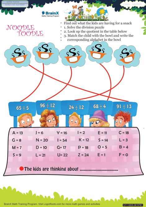 Noodle Toodle worksheet 