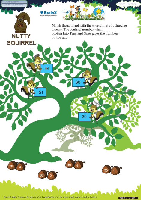 Nutty Squirrel worksheet 