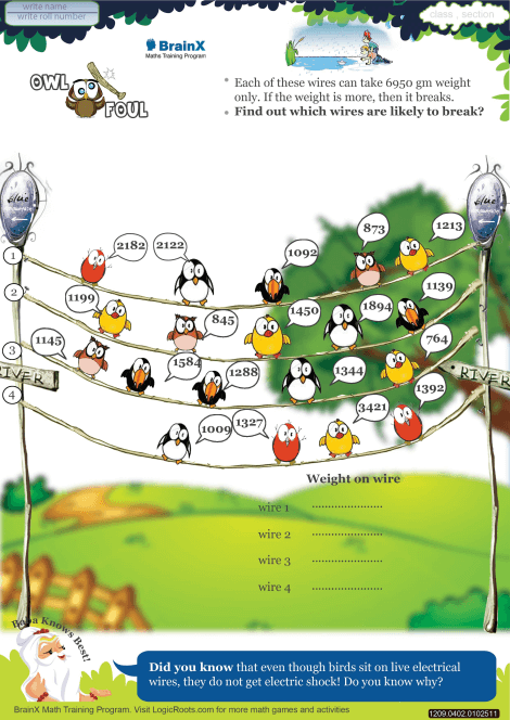 Owl Foul worksheet 
