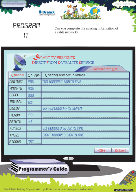 Program It worksheet 