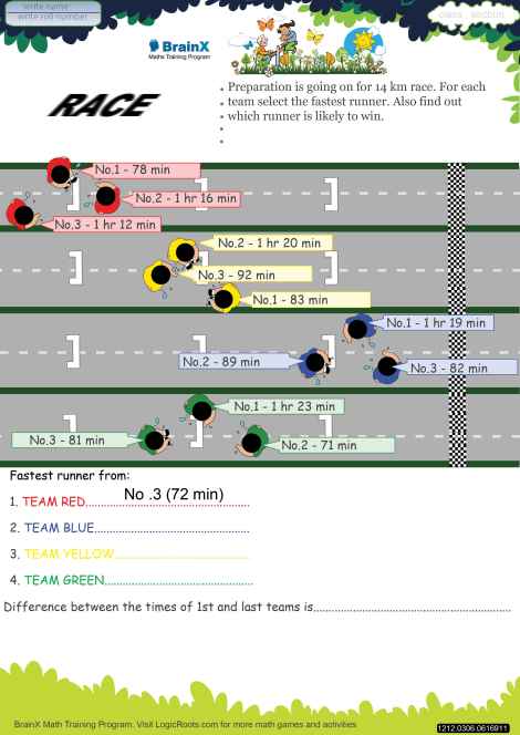 Race worksheet 
