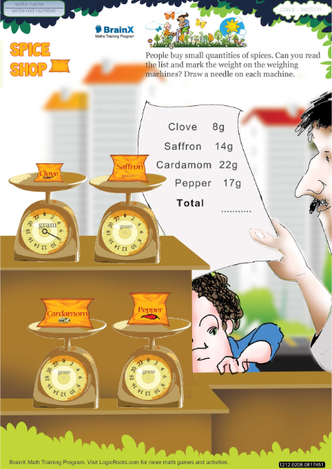 Spice Shop worksheet 