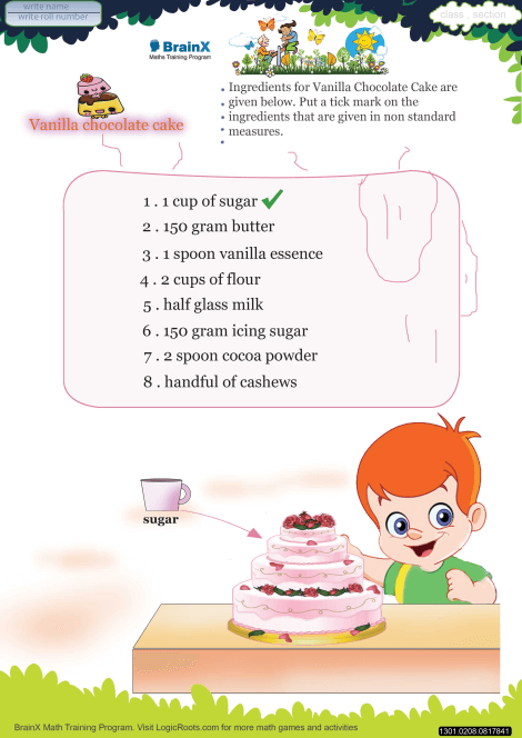Vanilla Chocolate Cake worksheet 