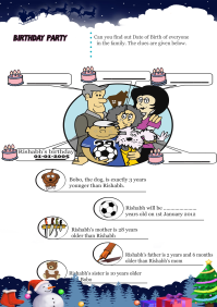 Birthday Party worksheet