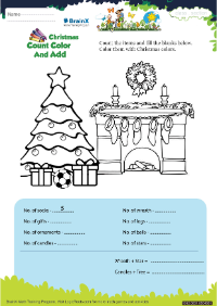 Christmas Count Color And Add worksheet