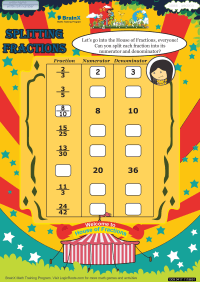 Splitting Fractions worksheet